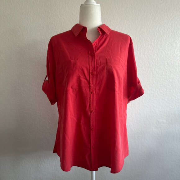 NWT Chico’s Silky Soft Camp Button-Down Shirt Size: 2 (12/14) - Picture 2 of 9